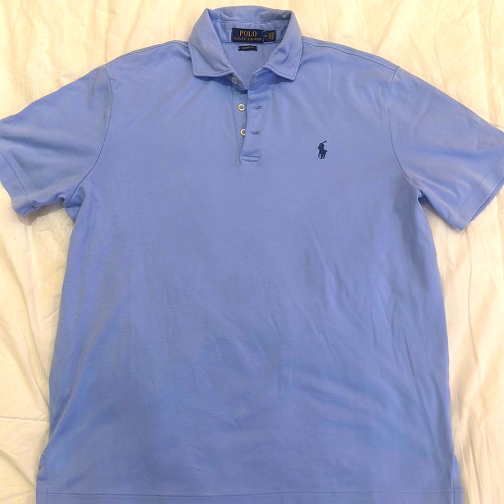 Size M men’s classic for soft touch Ralph Lauren polo shirt. Light blue color.